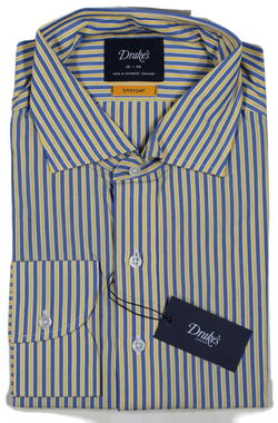 Drake's – Blue & Yellow Stripe Easyday Dress Shirt