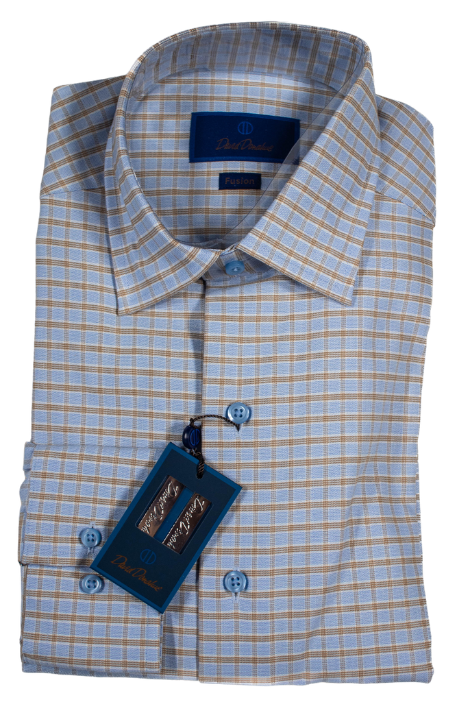 David Donahue - Blue & Brown Check Cotton Shirt