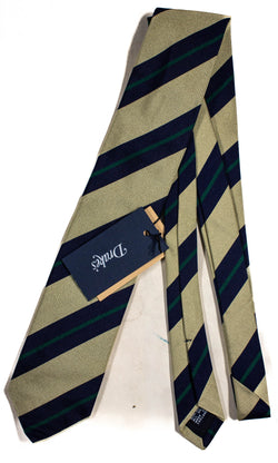 Drake's - Off-White Grosgrain Silk Tie w/Repp Stripe