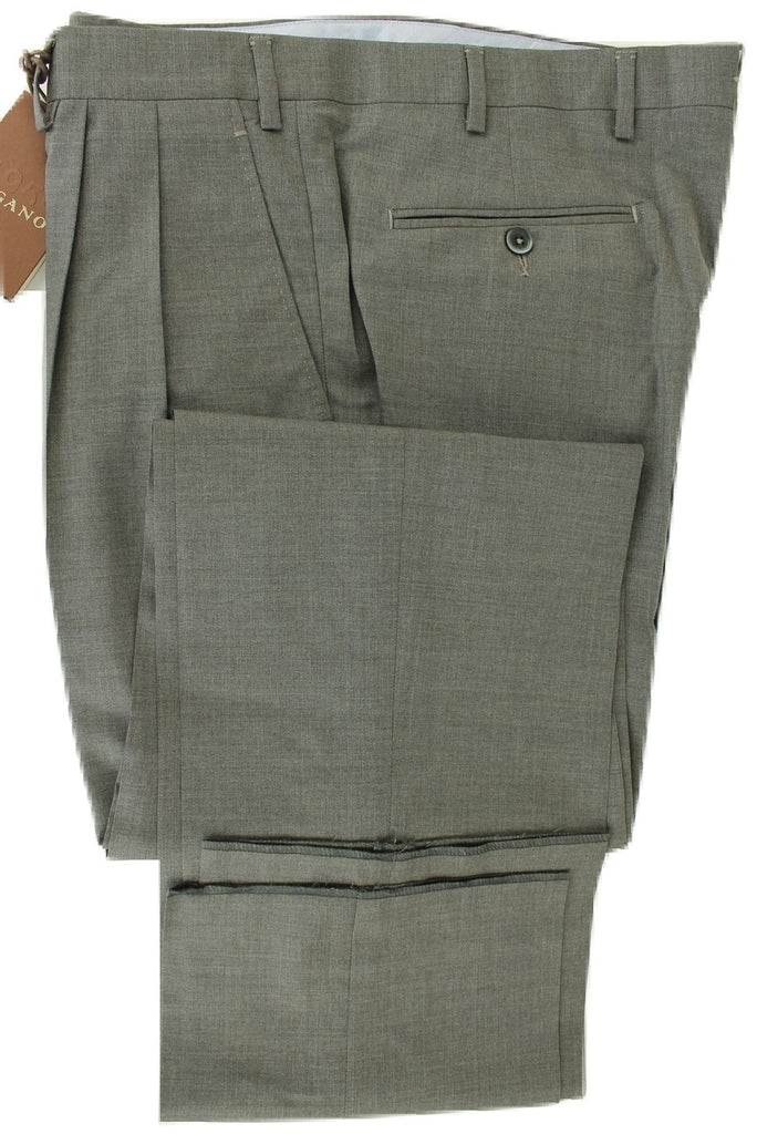 Vigano - Gray Four Season Wool Pants, Double-Pleat - PEURIST