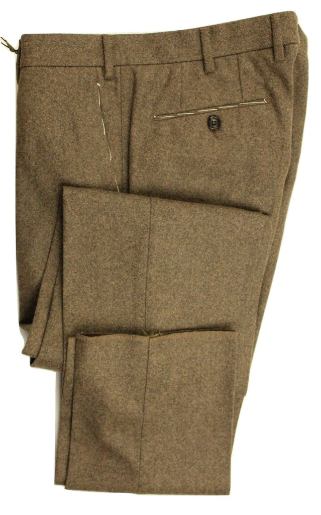 Vigano – Brown Faint Herringbone Wool Flannel Pants - PEURIST