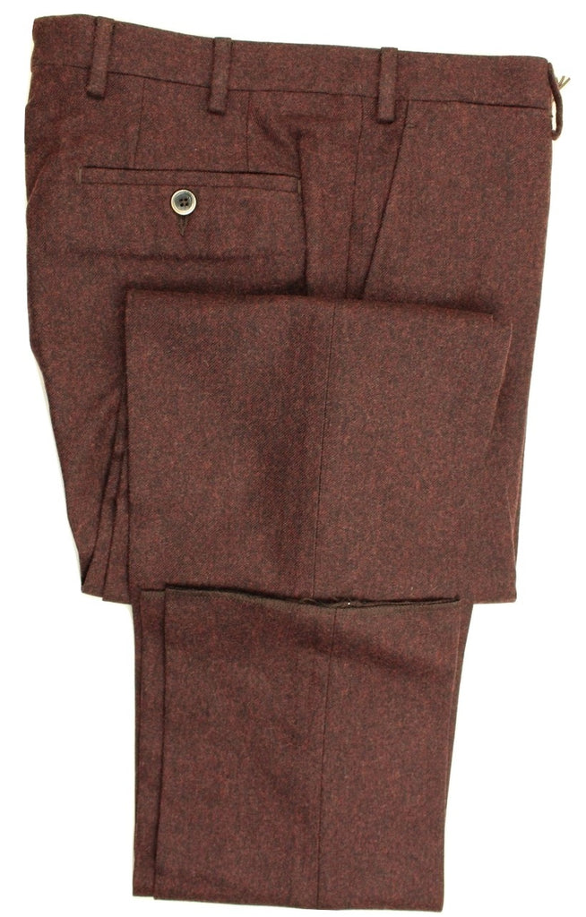 Vigano – Burgundy Wool Blend Flannel Pants - PEURIST