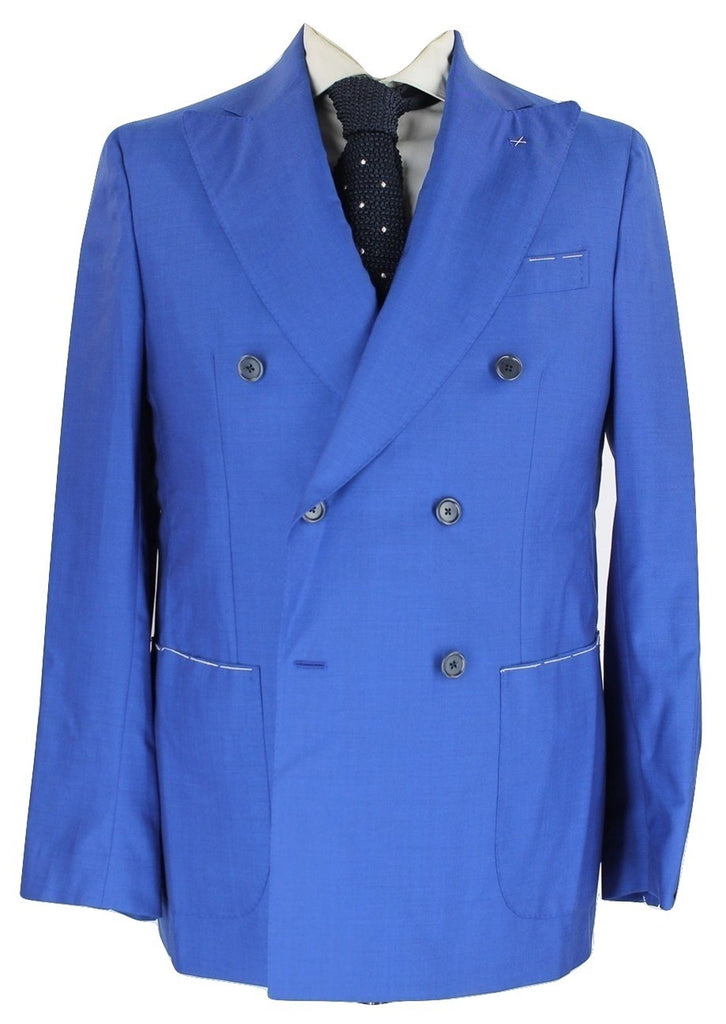 De Petrillo - Royal Blue Double Breasted Wool Suit - PEURIST