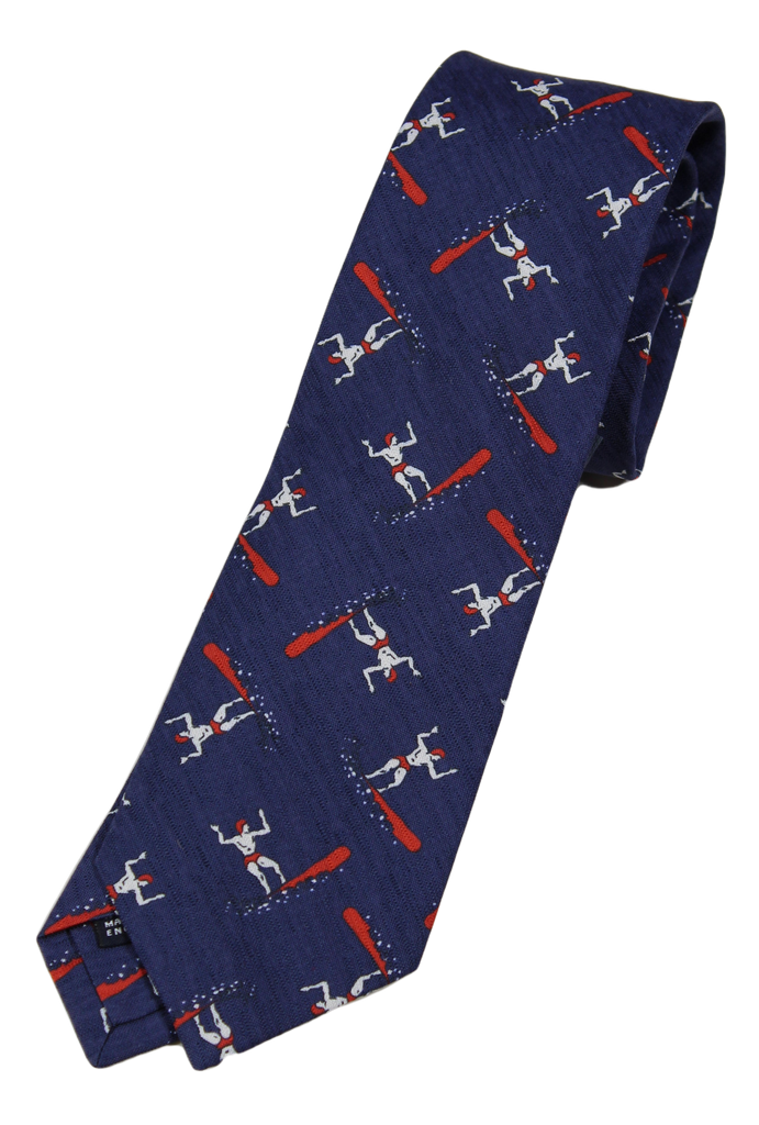 Drake's – Navy Silk/Cotton Surfer Tie, Self-Tipped