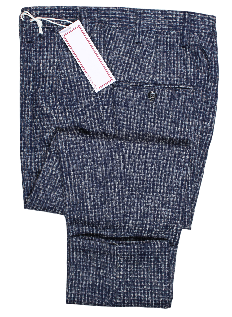 Vigano – Navy & Gray Boucle Wool Pants