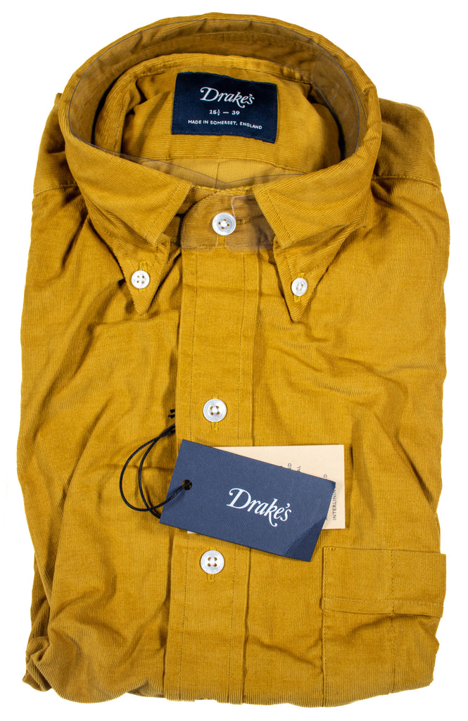 Drake's – Mustard Corduroy Button-down Collar Shirt