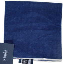 Drake's - Denim Blue Linen/Cotton Pocket Square