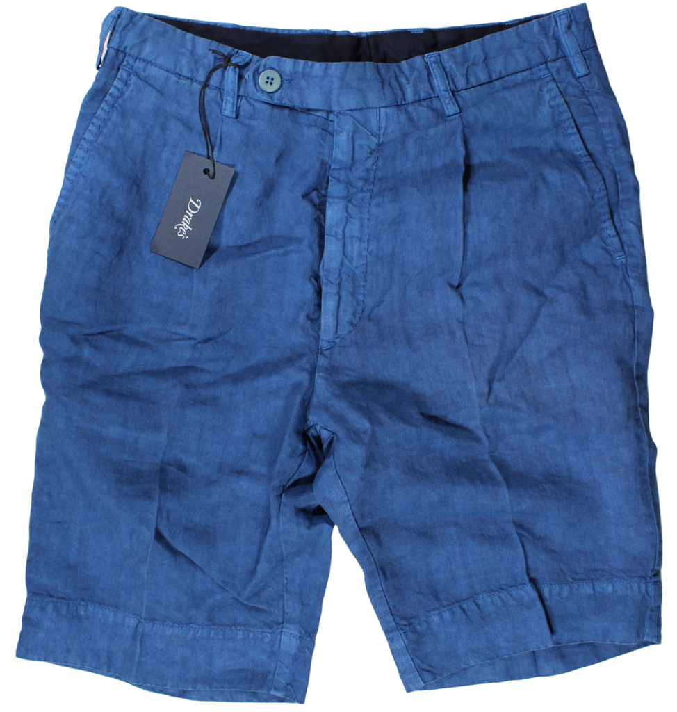 Drake's - Light Blue Washed Linen Shorts