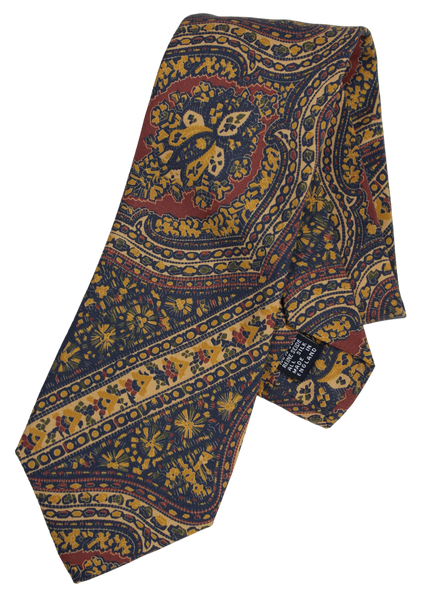 Drake's - Light Navy Silk Tie w/Exploded Madder Print