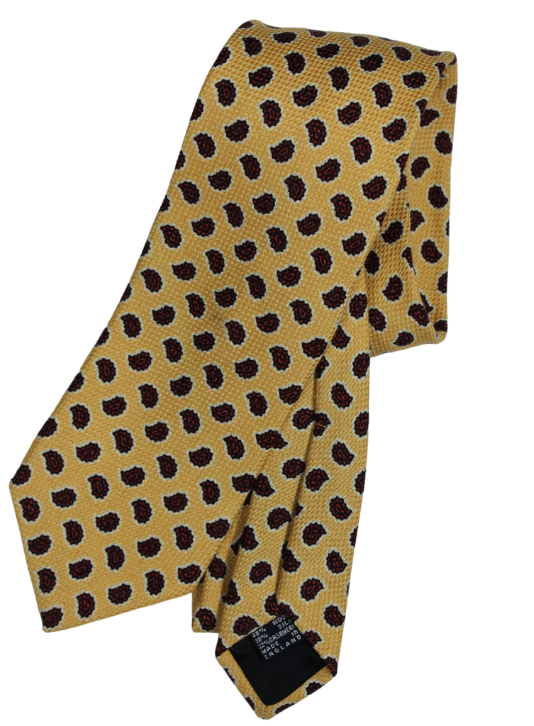 Drake's - Yellow Wool/Silk/Cashmere Tie w/Shell Pattern