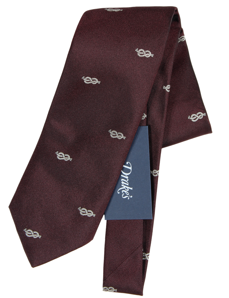 Drake's - Burgundy Silk Tie w/Rope Pattern