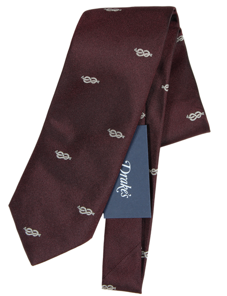 Drake's - Burgundy SIlk TIe w/Rope Pattern