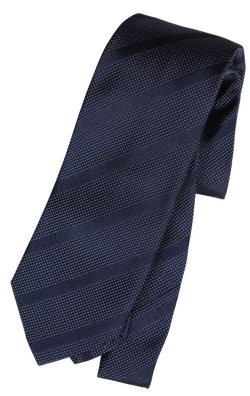 Drake's - Navy Silk Tie w/Repp Stripe & Micro Dot Pattern