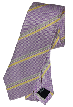 Drake's - Purple & White Silk Tie w/Repp Stripe