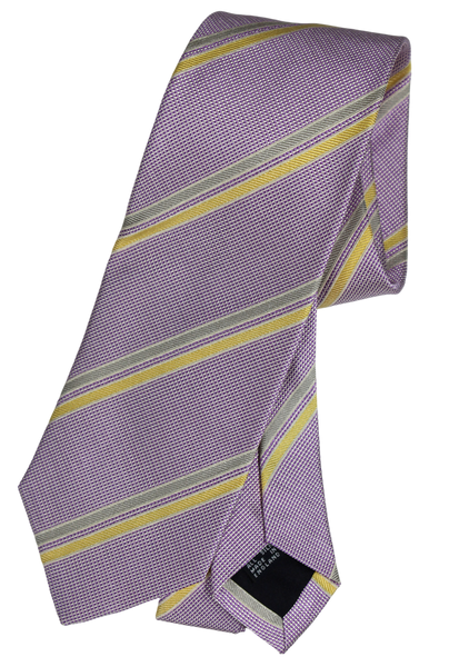 Drake's - Purple & White Silk Tie w/Repp Stripe