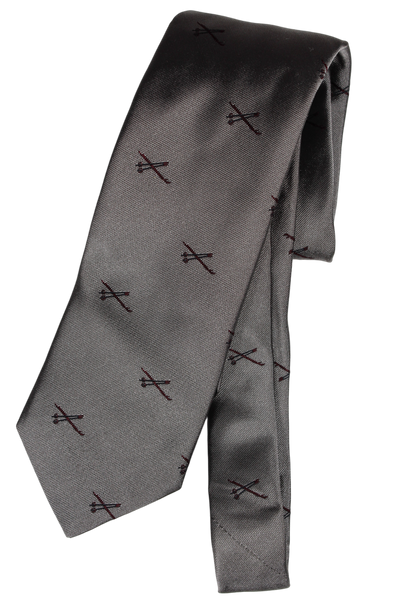 Drake's - Silver Silk Tie w/Ski Pole Pattern