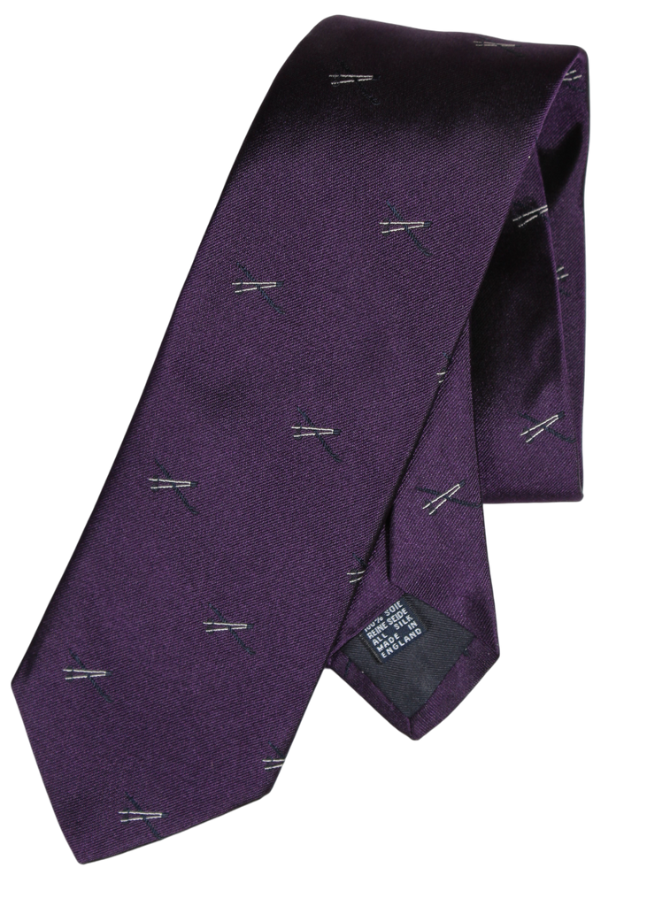 Drake's - Purple Silk Tie w/Ski Pole Pattern