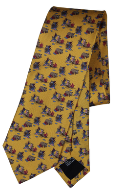 Drake's - Yellow Silk Tie w/Hippo Print