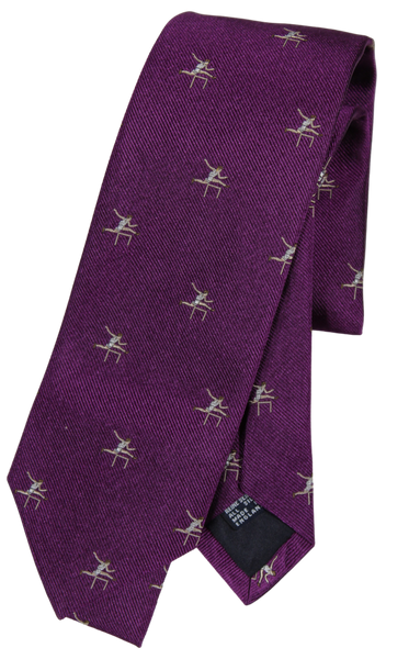 Drake's - Purple Grosgrain Silk Tie w/Hurdler Pattern