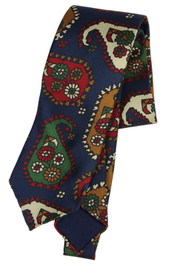 Drake's - Navy Silk Tie w/Exploded Madder Print