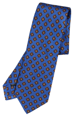 Drake's - Light Blue Silk Tie w/Orange Diamond Pattern