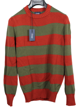 Darke's - Red & Green Rugby Stripe Cotton Sweater