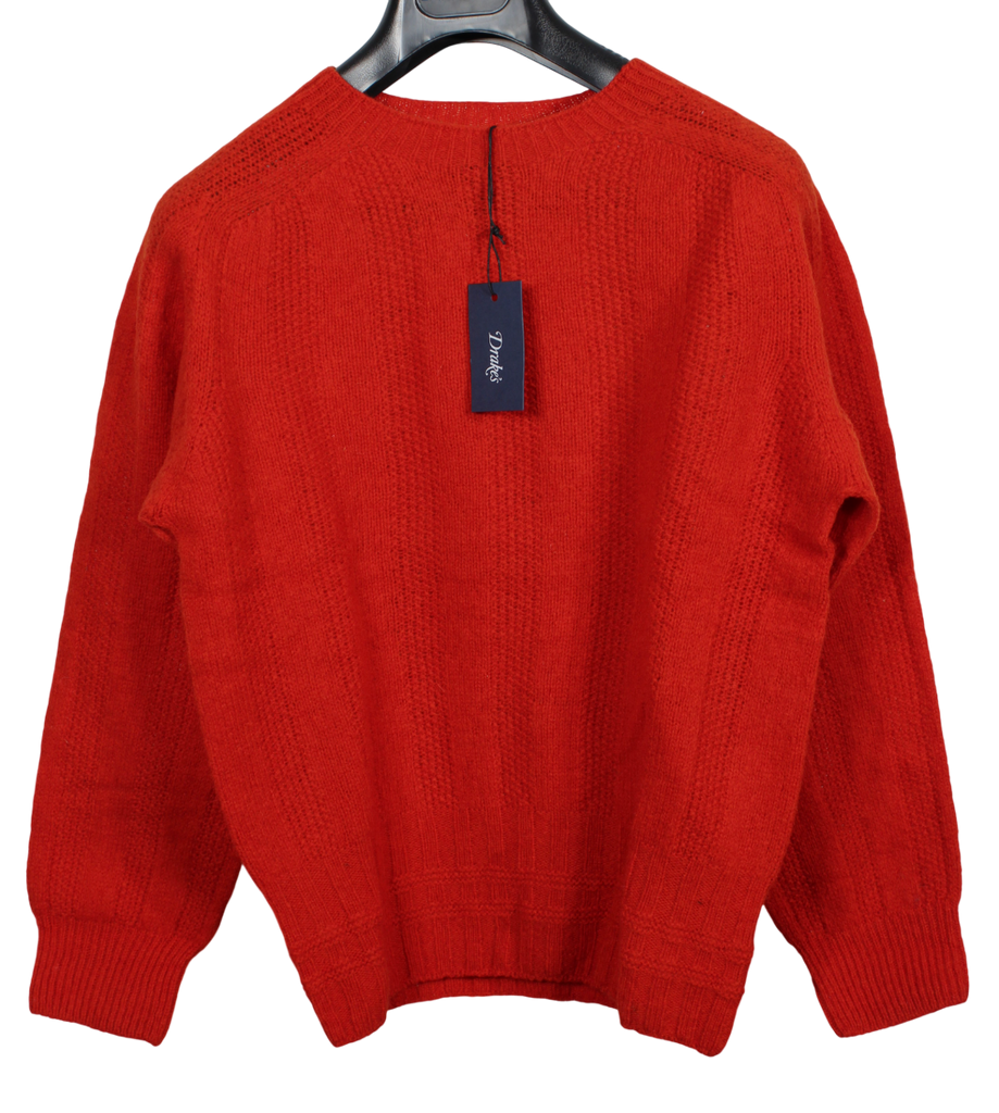 Drake's - Tomato Red Seed Stitch Wool Sweater (NWOT)