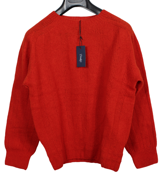 Drake's - Tomato Red Seed Stitch Wool Sweater (NWOT)