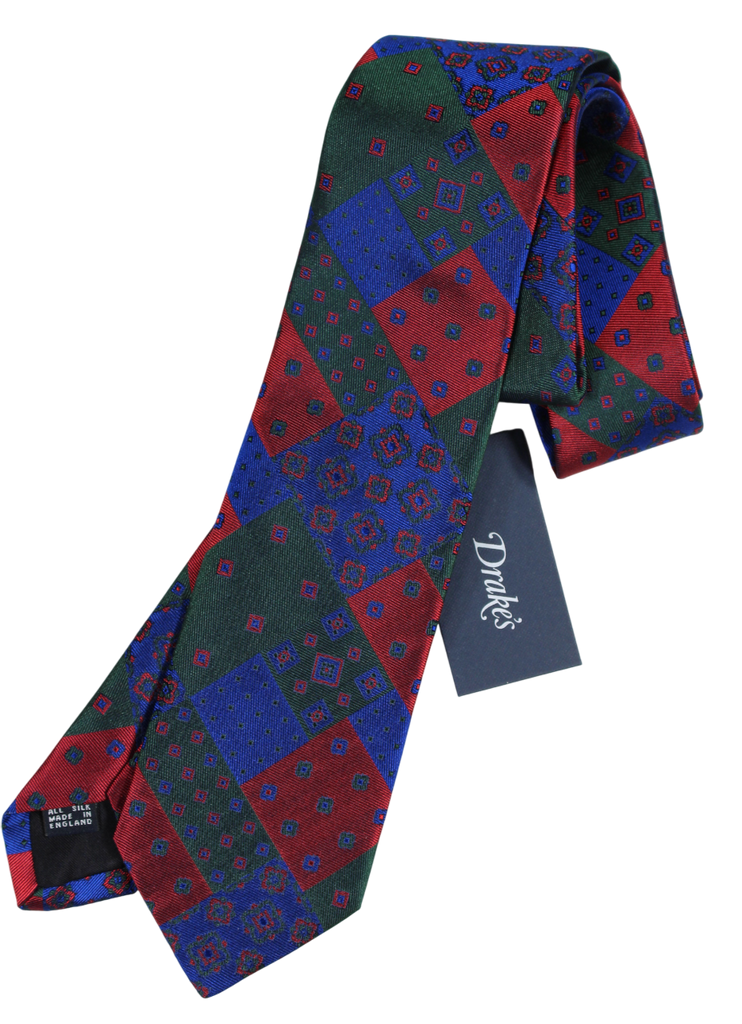 Drake's - Patchwork Silk Tie w/Ancient Madder Prints