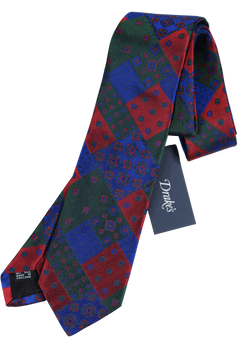 Drake's - Patchwork Silk Tie w/Ancient Madder Prints