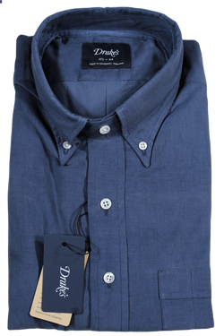 Drake's – Slate Blue Corduroy Button-down Shirt