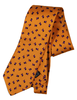 Drake's - Orange Silk Tie w/Ladybug Print