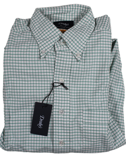 Drake's - Green & White Open-Weave Oxford Shirt