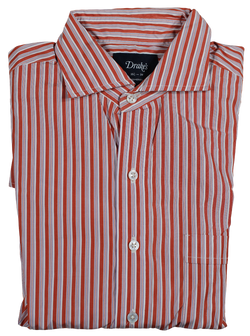 Drake's - Orange Stripe Dress Shirt