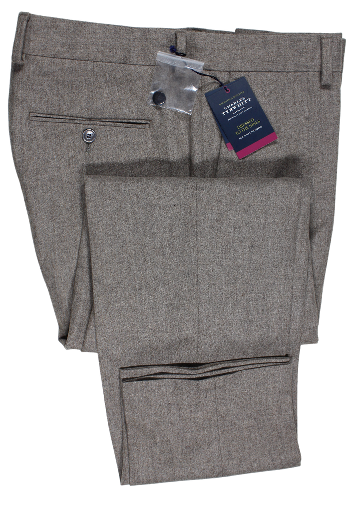 Charles Thyrwhitt - Gray-Brown Wool Flannel Pants