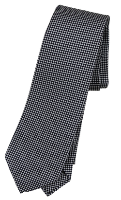Drake's - Black & Silver Silk Tie w/Diamond Pattern