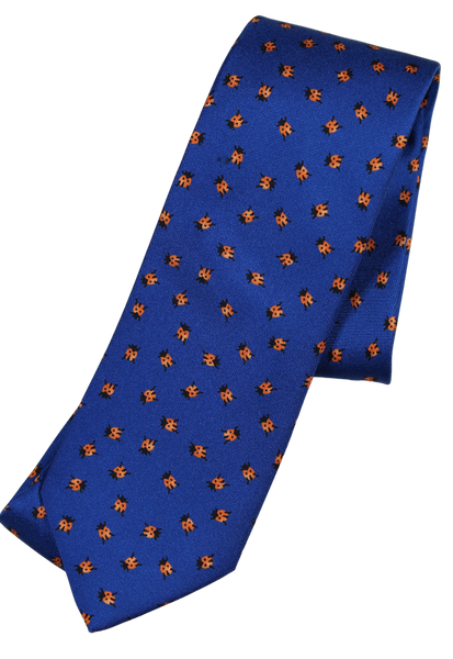 Drake's - Blue Silk Tie w/Orange Ladybug Print [IMPERFECT - FS]