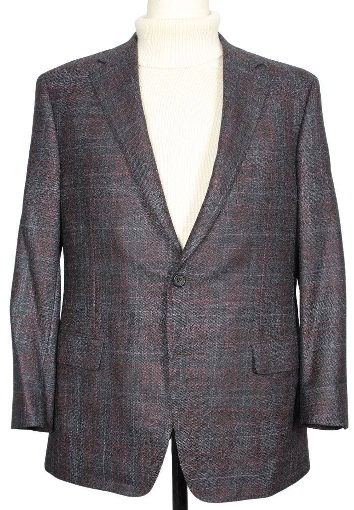 VTG - Samuelsohn - Wool/Silk/Cashmere Red & Gray Plaid Blazer