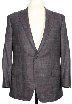 VTG - Samuelsohn - Wool/Silk/Cashmere Red & Gray Plaid Blazer