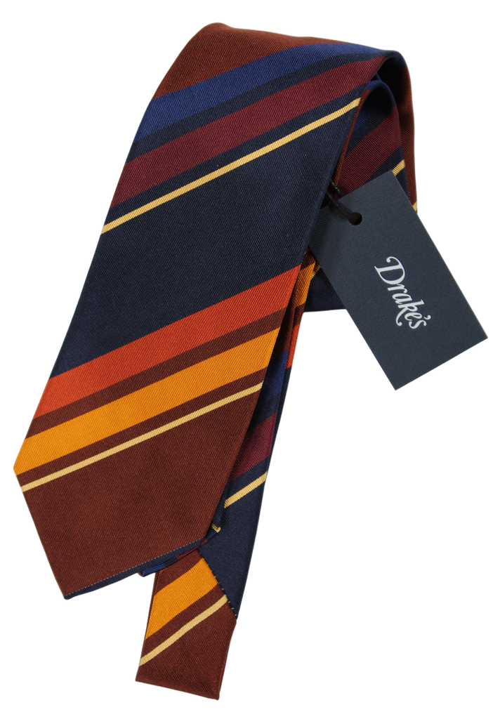 Drake's - Multicolor Striped Grosgrain Silk Tie
