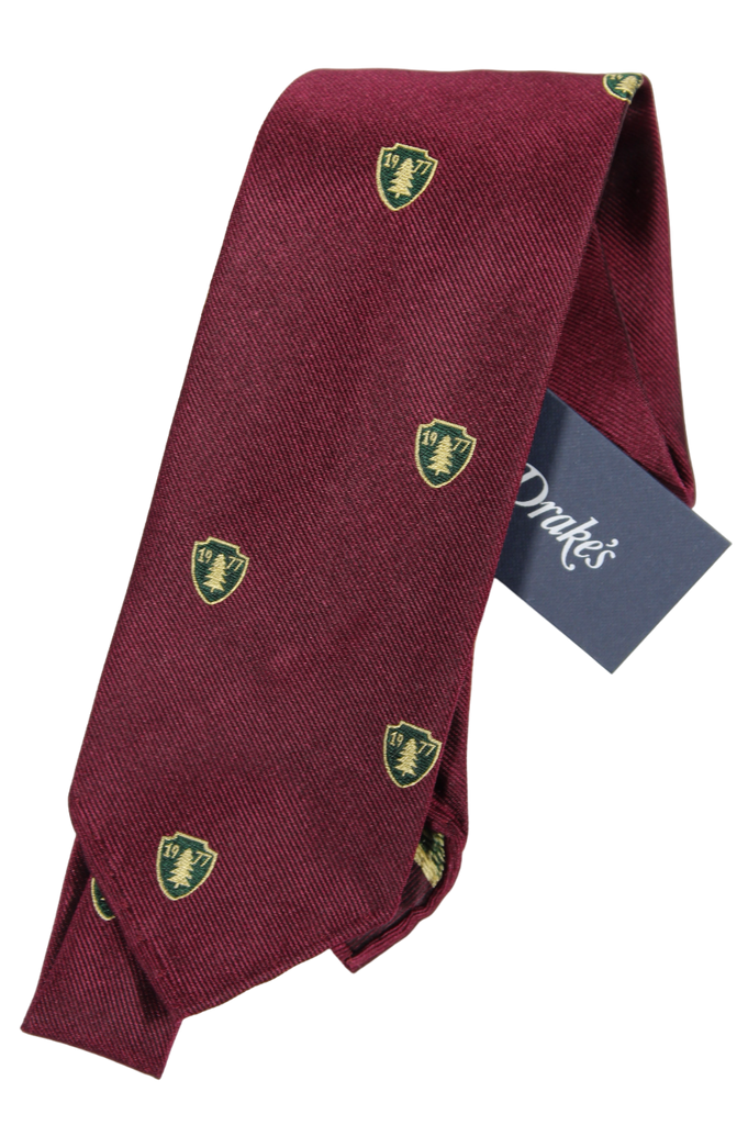 Drake's - Burgundy Grosgrain Tie w/Park Ranger Emblem