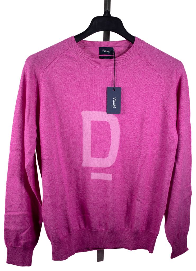 Drake's – Pink “D” Cashmere/Cotton Pullover