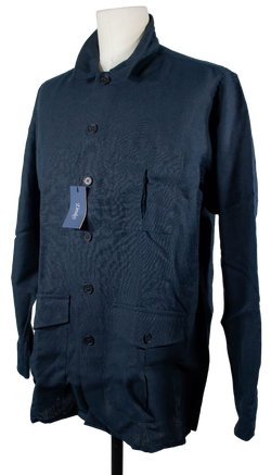 Drake's - Navy Linen Shirt Jacket