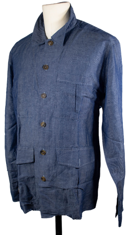 Drake's - Blue Chambray Linen/Cotton Shirt Jacket