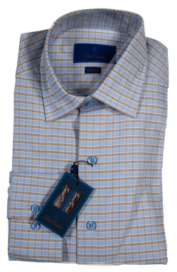 David Donahue - Blue & Brown Check Cotton Shirt