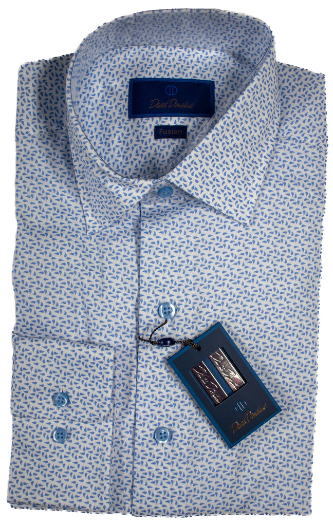 David Donahue - White Shirt w/Blue Rain Drop Pattern
