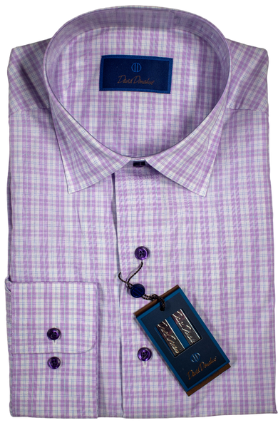 David Donahue - Purple & White Plaid Shirt