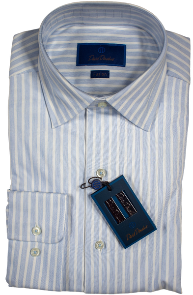 David Donahue - Blue & White Stripe Dress Shirt