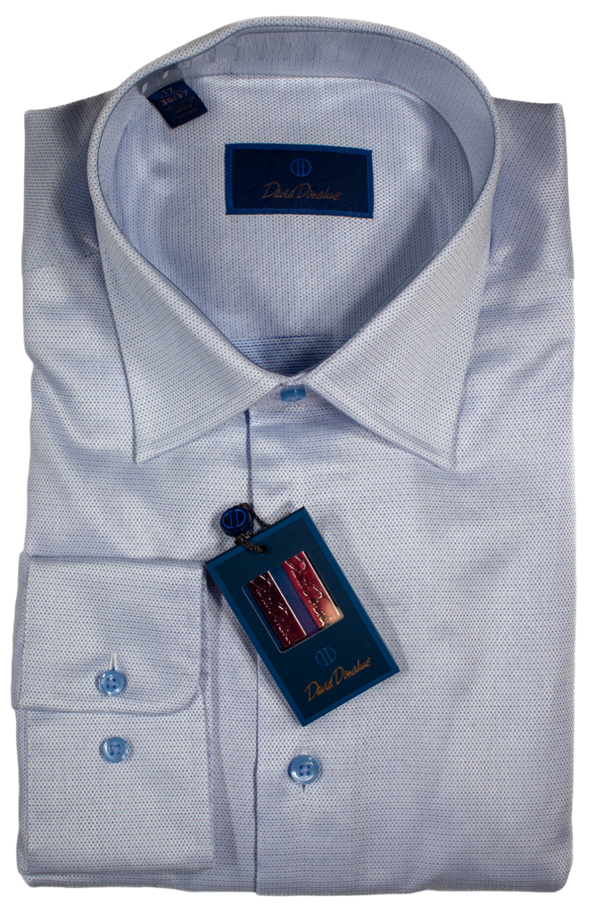 David Donahue - Blue Jacquard Dress Shirt