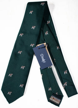 Drake's - Green Silk Tie w/Terrier Pattern